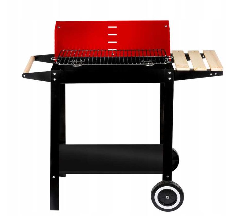 Grill Węglowy Ogrodowy Na Kołach, PÓŁKI, GRIL NA BRYKIET BBQ GRILL