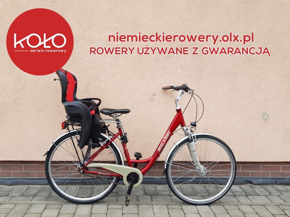 Rower damski damka RALEIGH koła 28 aluminium SHIMANO NEXUS fotelik