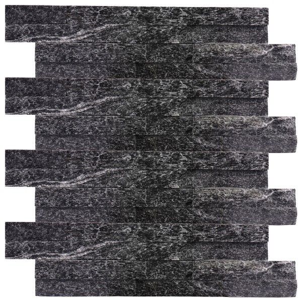 Panel kamienny kwarcyt czarny 10x36 cm