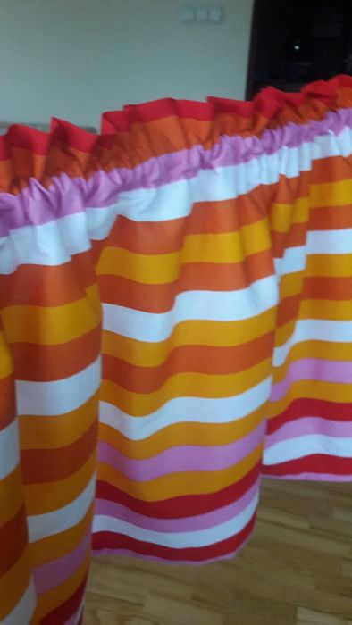 Kolorowa bawełniana zazdrostka w pasy 140 x 41,5 ,lambrekin pasiak