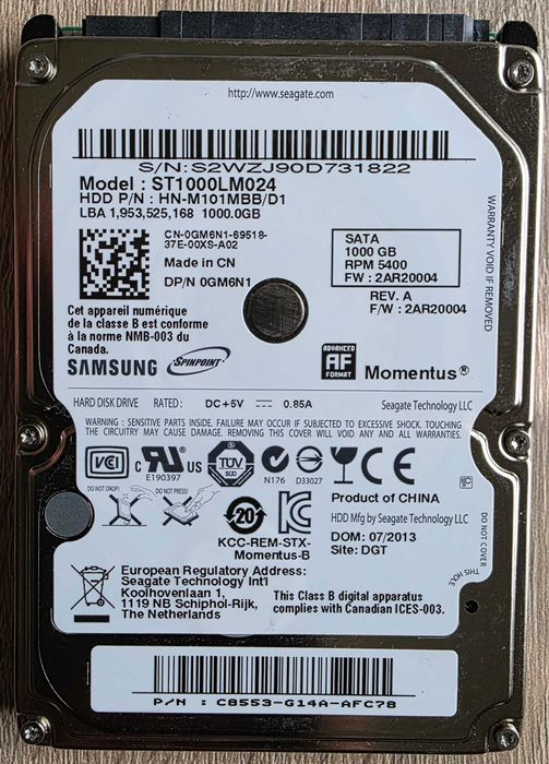 Dysk Twardy 1TB Samsung ST1000LM024