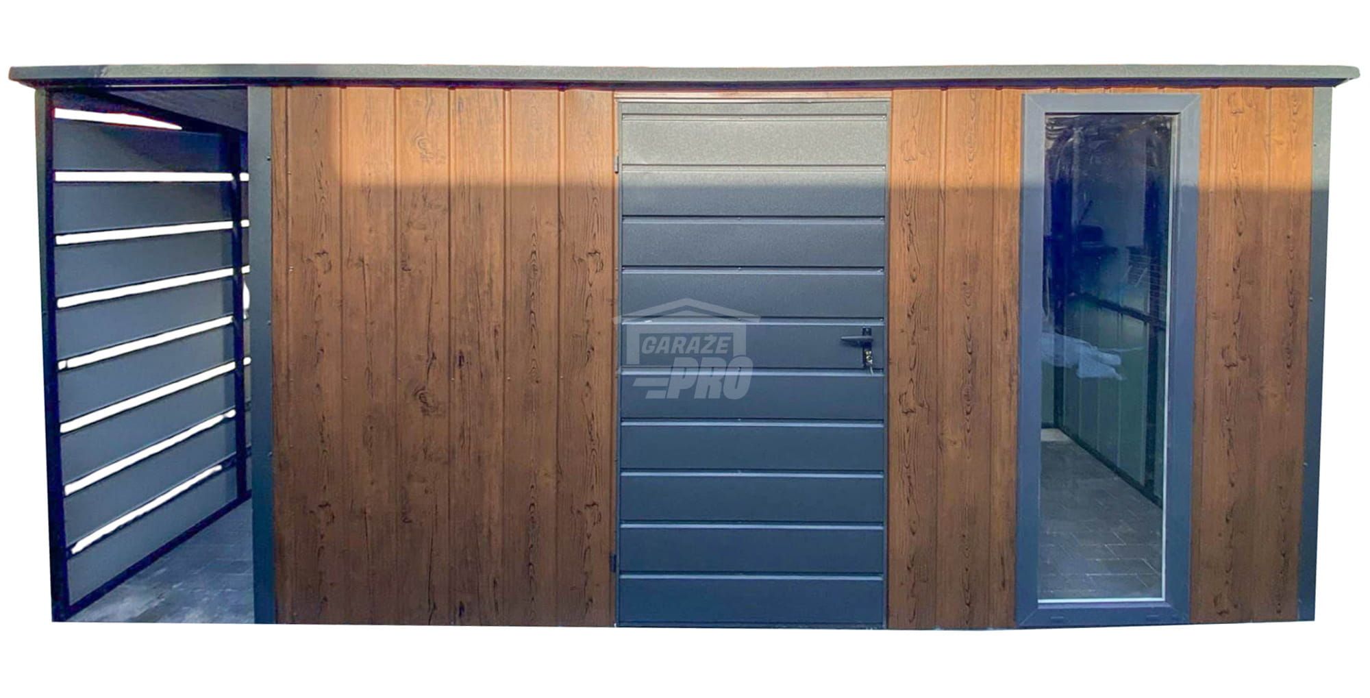 Schowek Domek Ogrodowy 3,5x2m + wiata 0,7m  Drzwi okno dach GP553