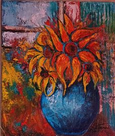 Obraz olejny kwiaty ręcznie malowany
