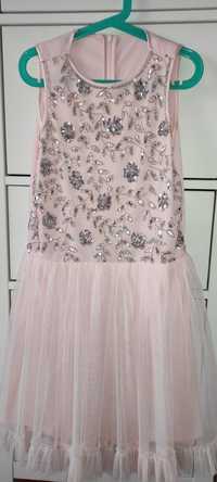 Sukienka dla dziewczynki pudrowy róż komunia 152/158