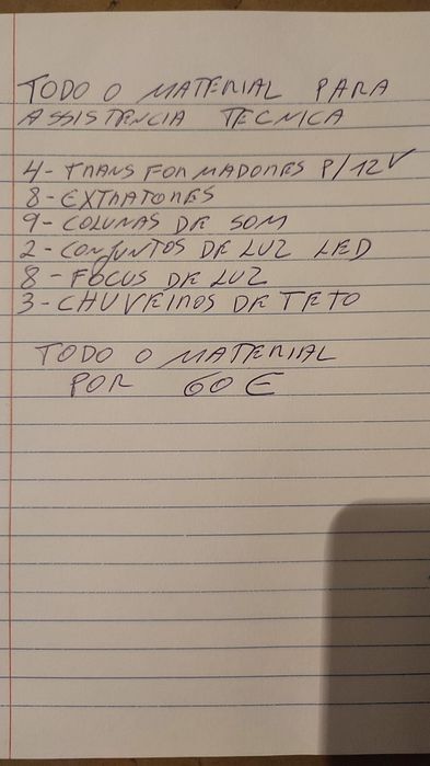 Material para assistência técnica