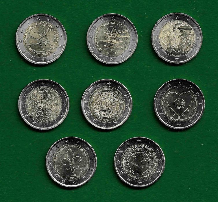 9 Moedas Comemorativas de 2 Euros - PORTUGAL