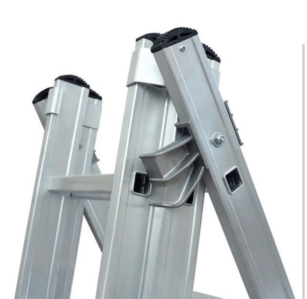 Алюминиевая  лестница трехсекционная 3/10 ступеней качественная