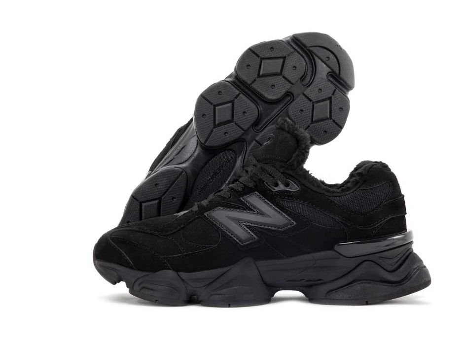 Чоловічі зимові кросівки New Balance 9060 (чорні) кроси на хутрі