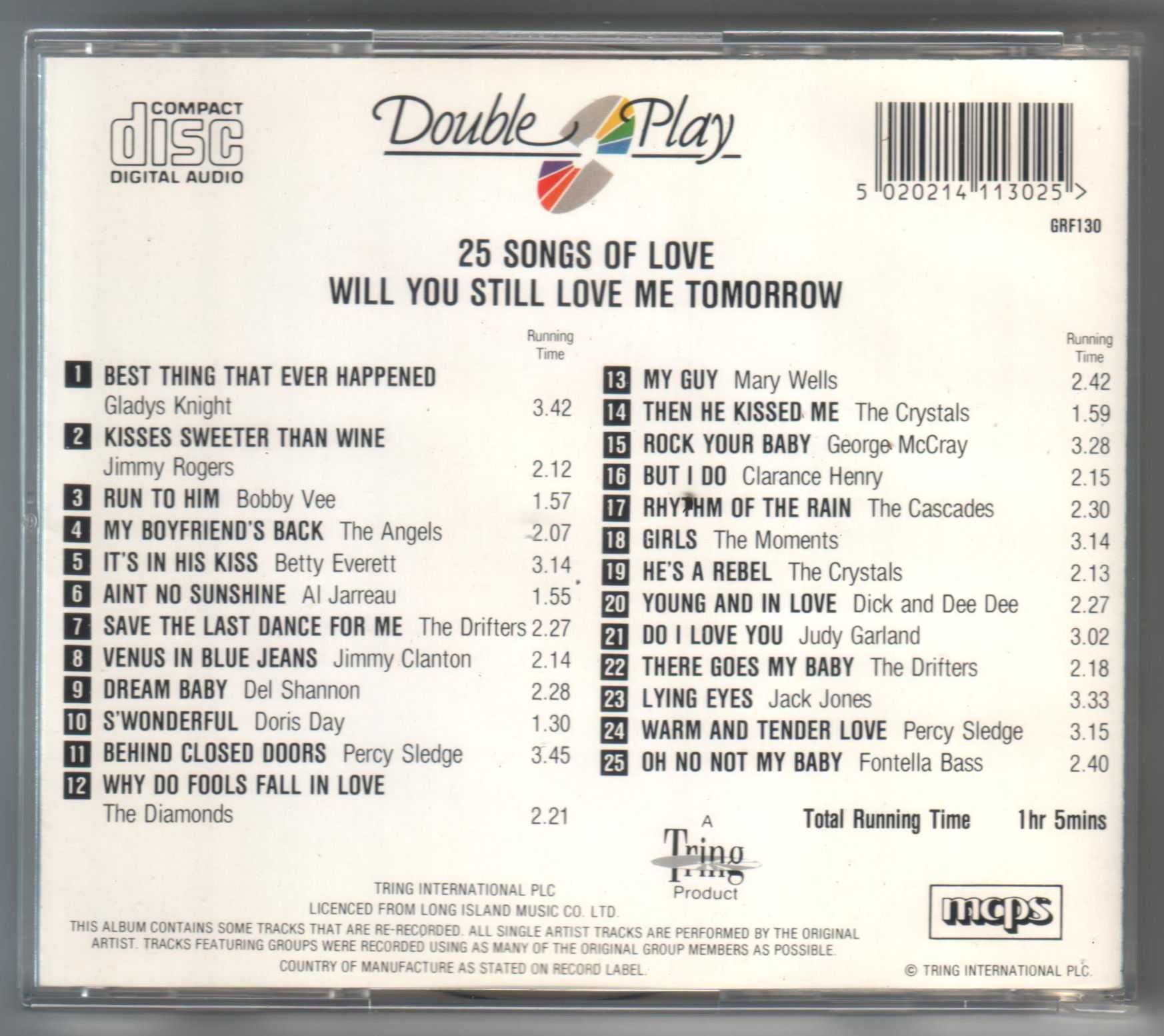 CD 25 Songs of Love - Will You Still Love Me Tomorrow