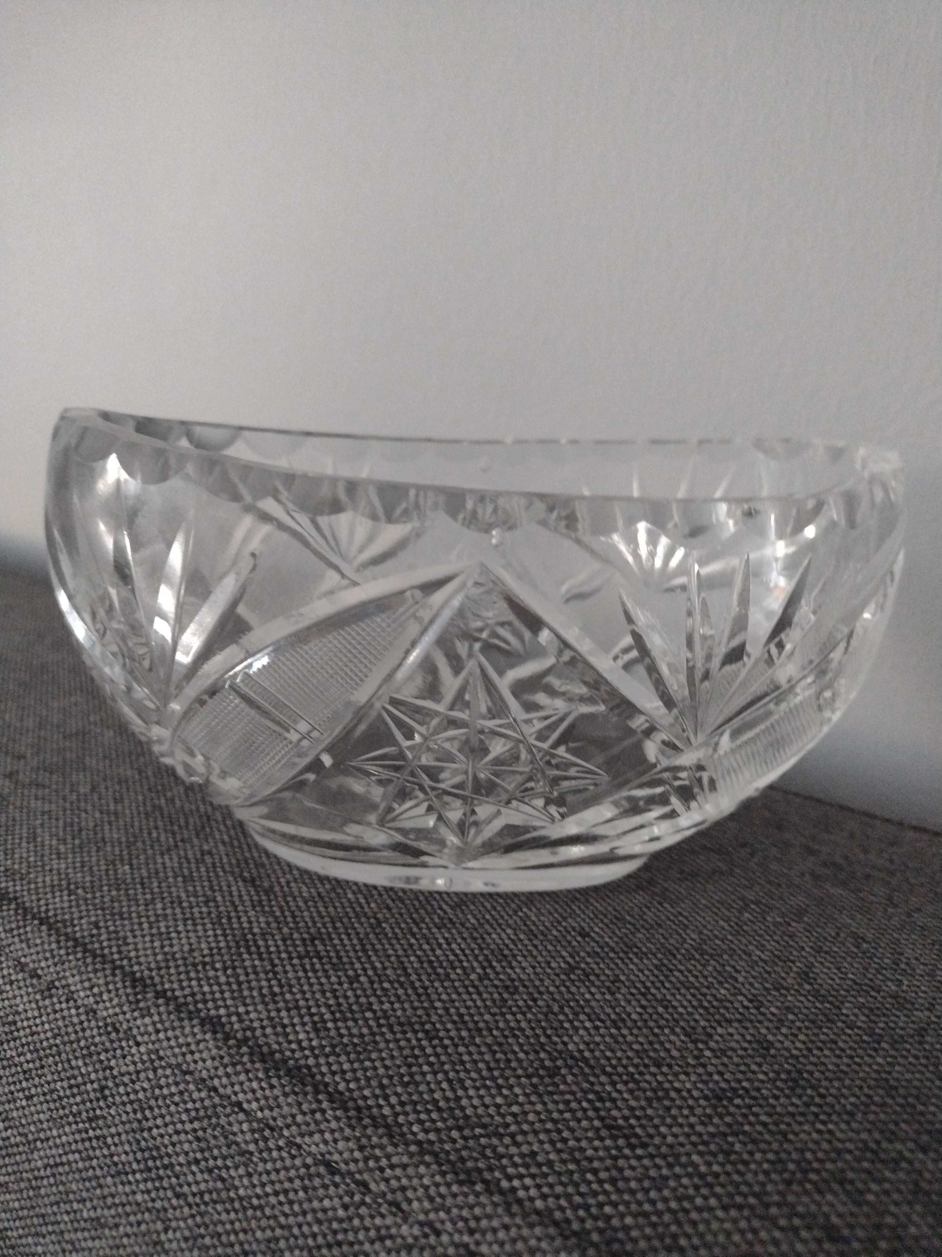 Kryształowa miseczka w kształcie łódki PRL