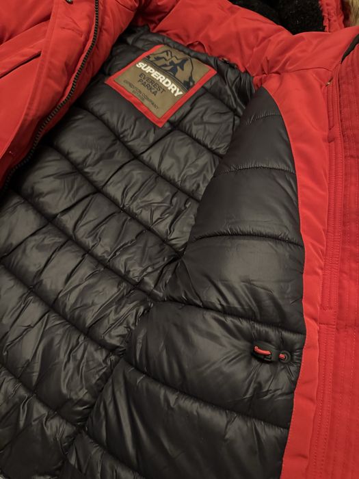 Kurtka zimowa parka damska czerwona Superdry rozmiar 36