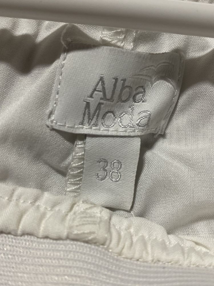 Ażurowe, koronkowe spodnie damskie „Alba Moda” 38/M - nowe, białe