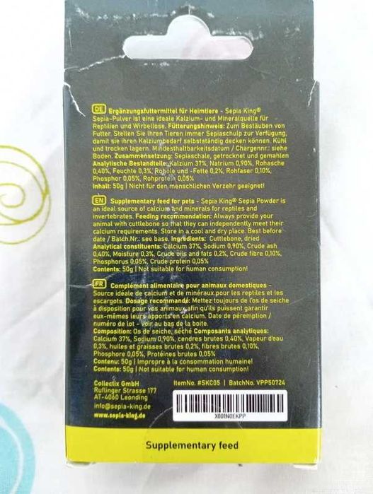 Sepia powder da sepia king - cálcio para répteis