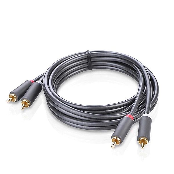 Kabel Ugreen AV104, 30747 audio 2RCA (męski) / 2RCA (męski) 1m - szary