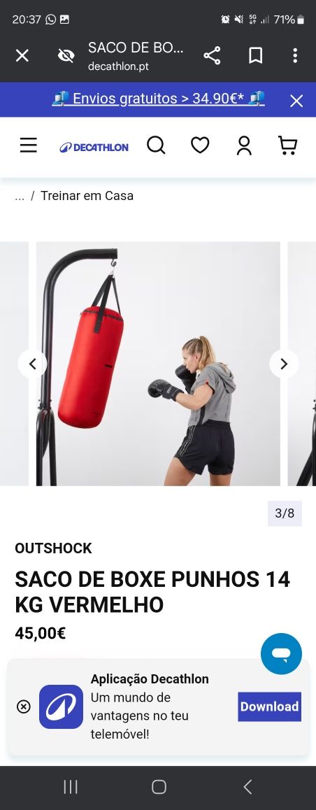 Saco de boxe 14kg