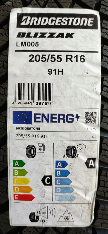 2x 205/55r16 Bridgestone Blizzak Lm005 C/A/71dB 3 lata gwar.