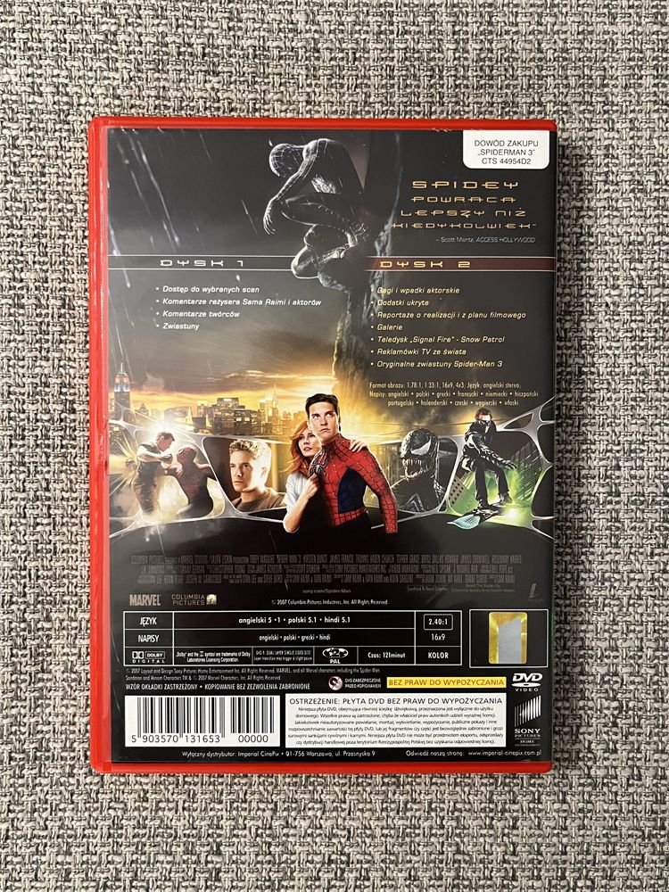 Spiderman 3 film DVD