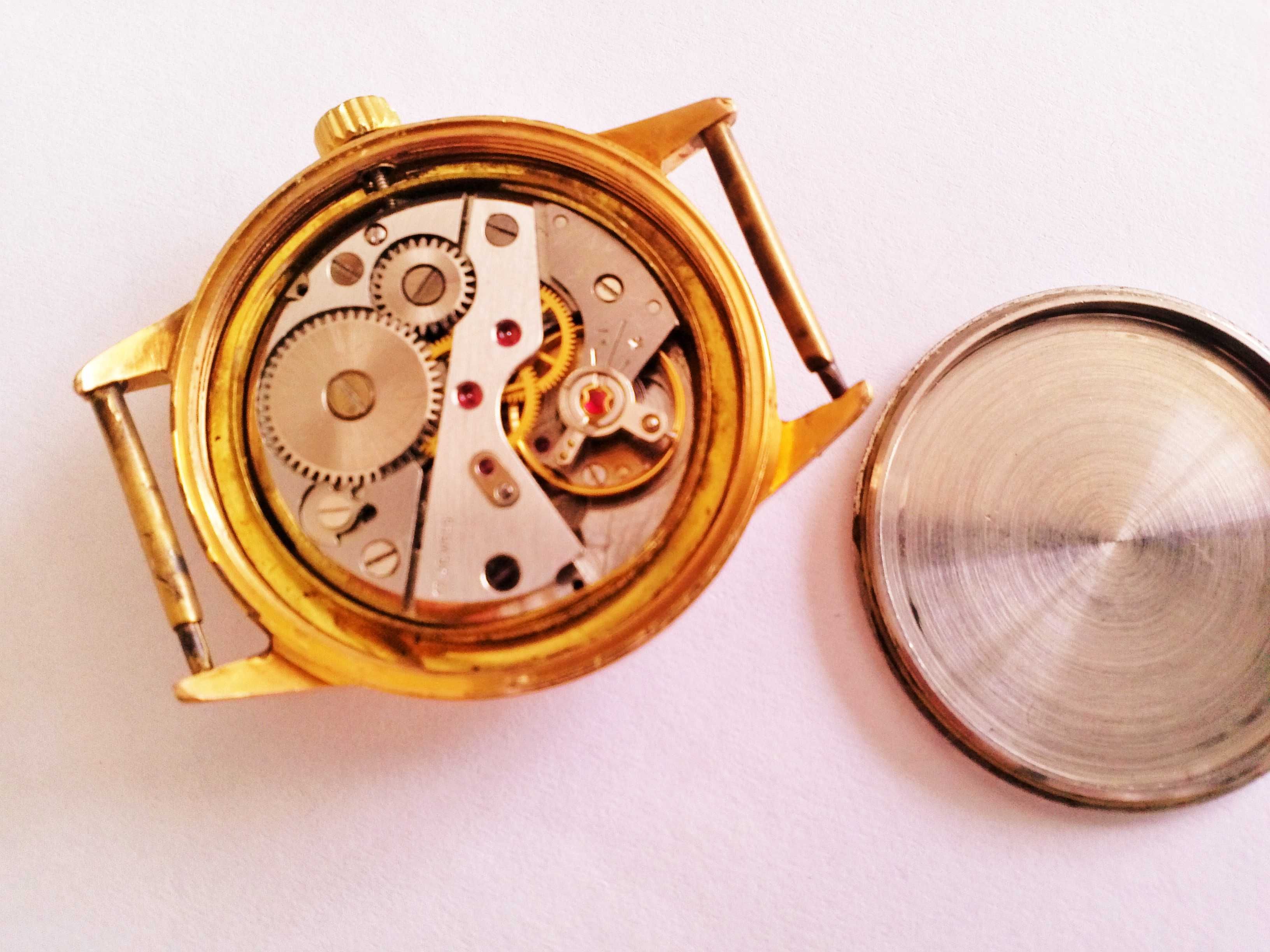Zegarek naręczny męski marki DAUPHINE złocony 18K złotem sprawny