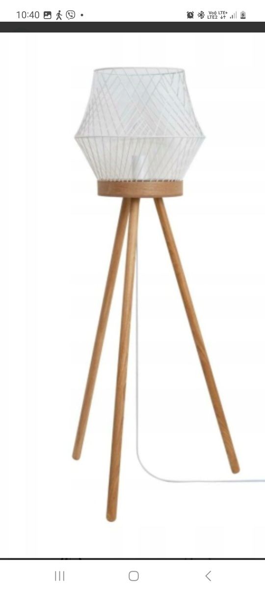 Lampa stojąca wysoka metal + drewno