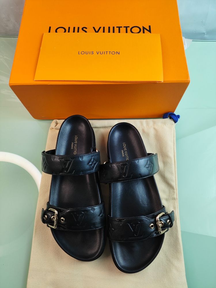 Louis Vuitton Bom Dia leather sandal klapki 40 mules