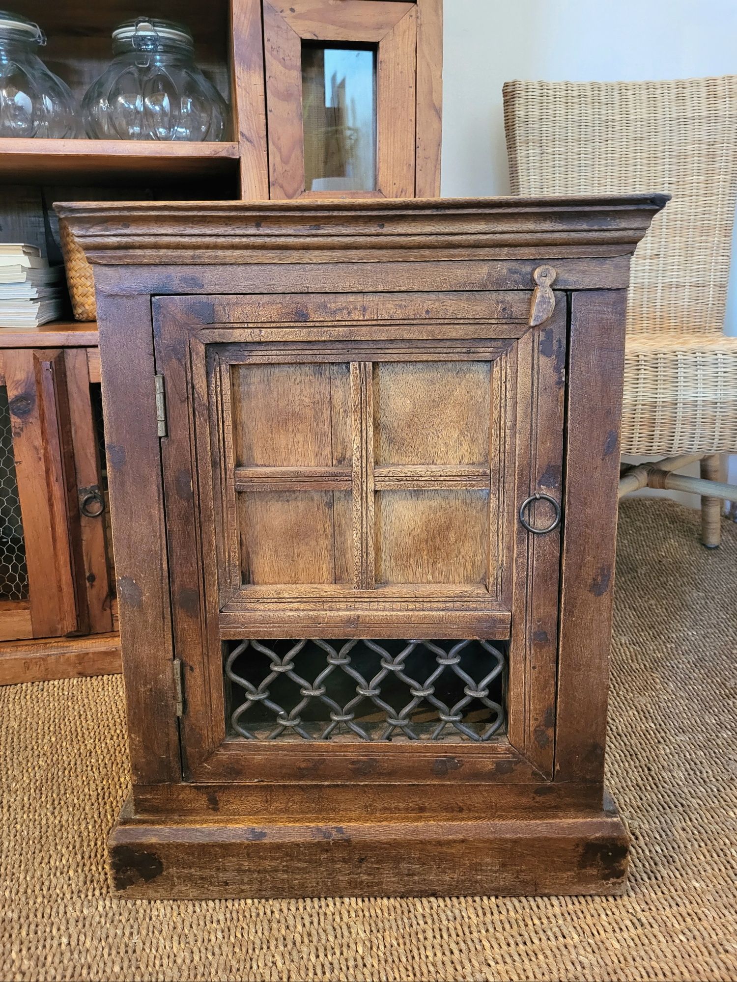 aparador, consola, mesa, indiano, ferro forjado, rustico