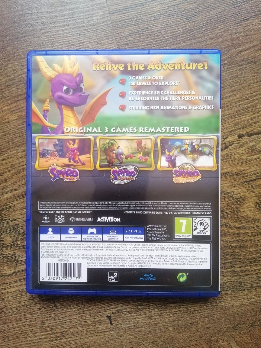 Spyro trilogy  диск на ps4 ps5