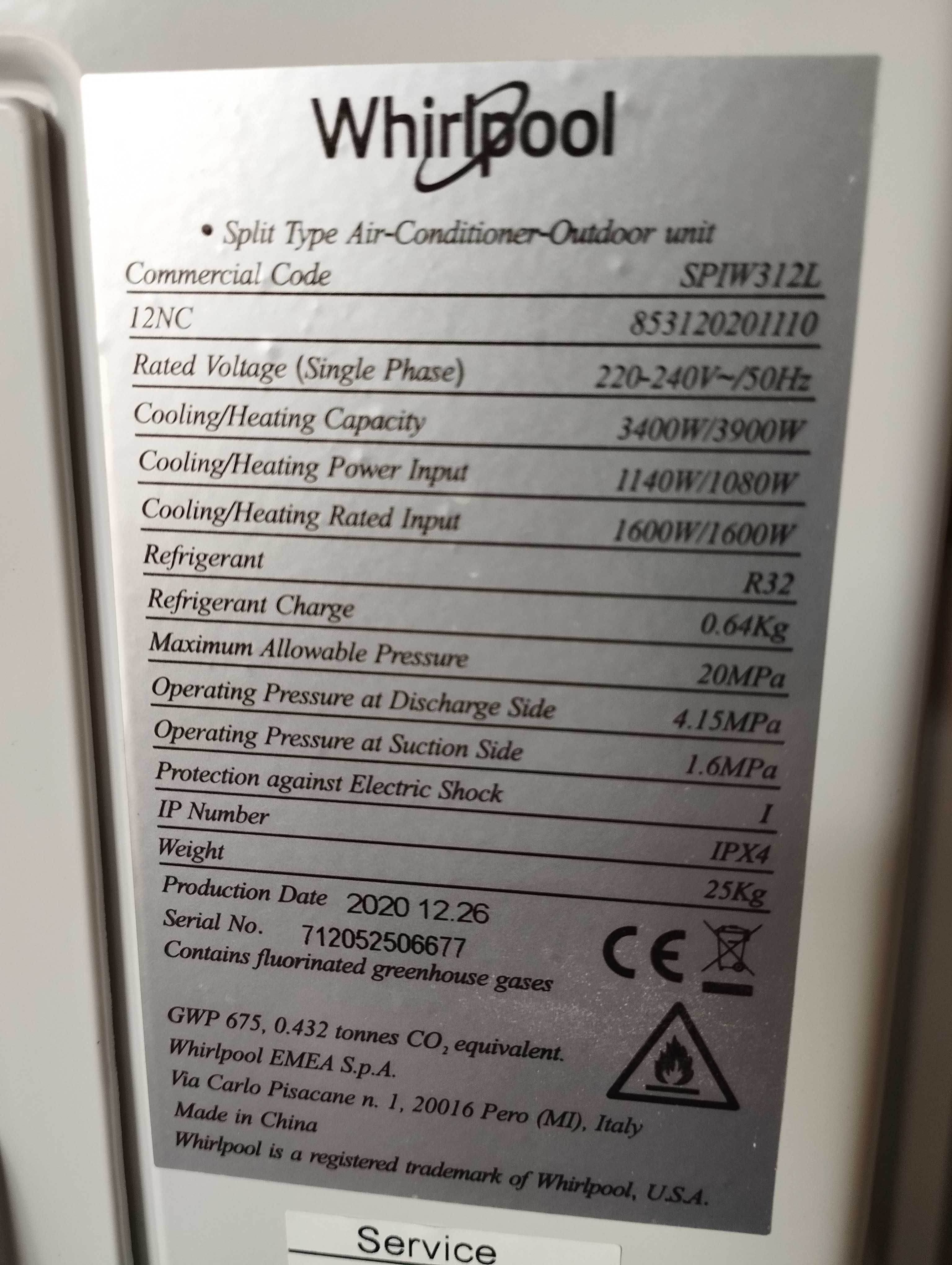 Ar condicionado máquina exterior Whirlpool