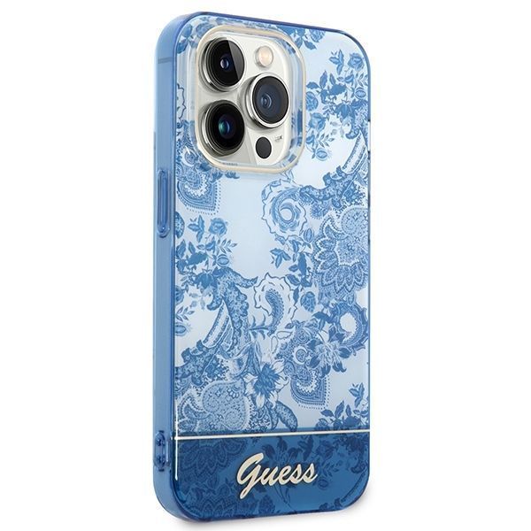 Etui Guess Porcelain Collection iPhone 14 Pro 6,1" Niebieskie