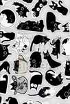STICKER z kotami NAKLEJKI koty kotki wlepy czarne 50SZT