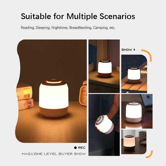 Лампа с аккумулятором 2400 mAh, настольная LED лампа, димер, ночник