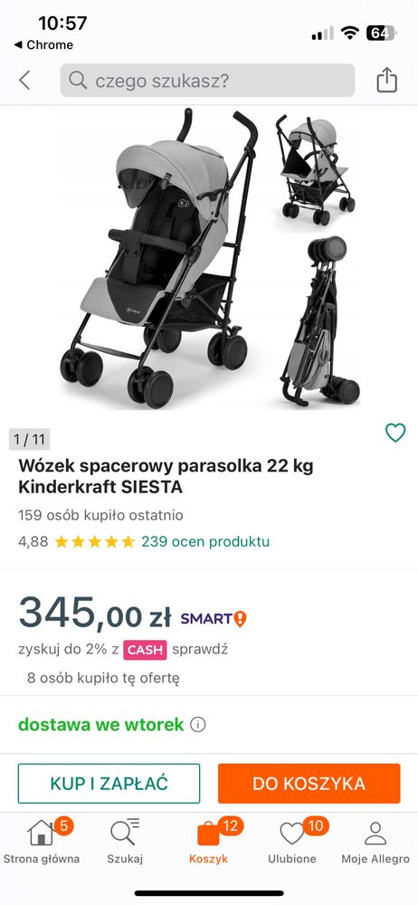 Wózek  kinderkraft do  22 kg.cena ostateczna