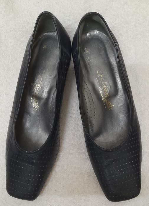 Sapatos vintage pele azul escuro tamanho 37 - Bom estado