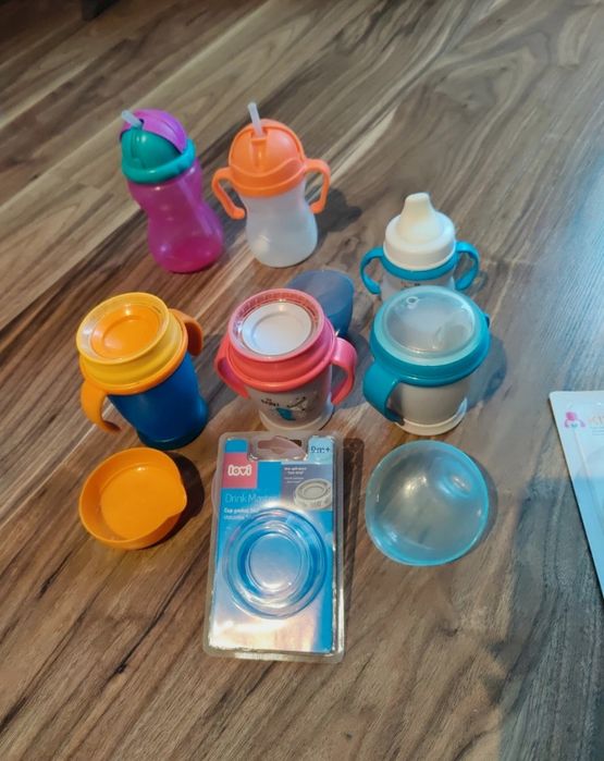 Kubki niekapki i bidony - zestaw