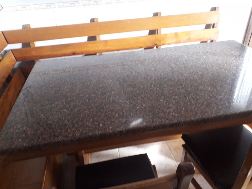 Mesa jantar em pinho e granito