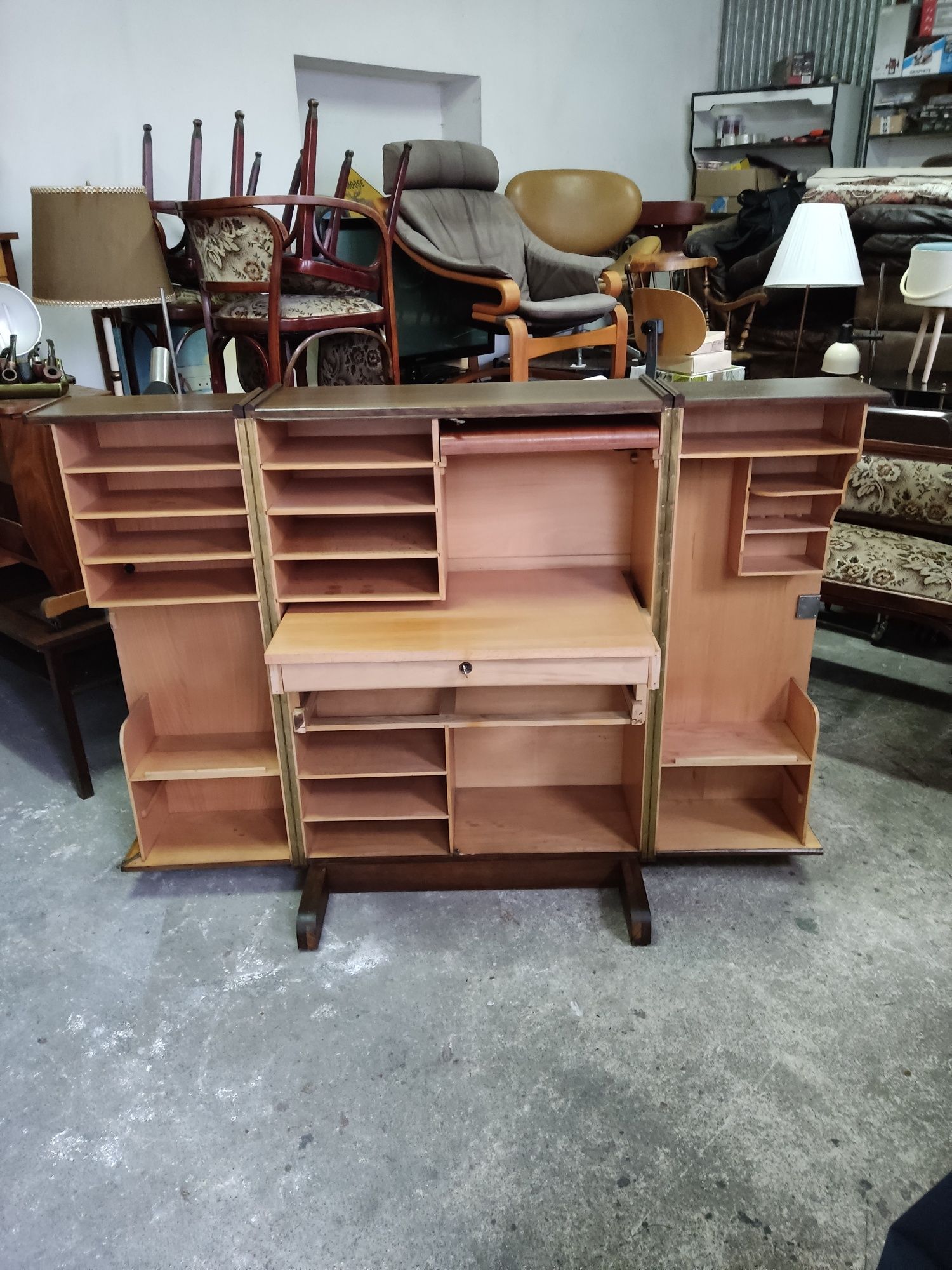 Gabinet biurko Magic Box lata 50te Niemcy sekretarzyk vintage retro