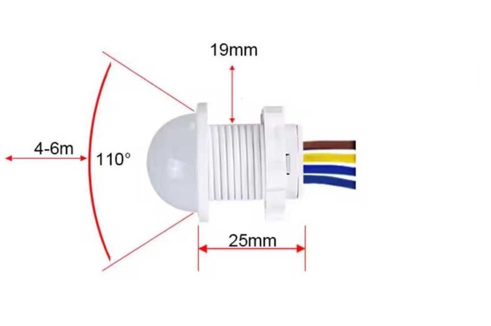 Czujnik ruchu włącznik oświetlenia pir 110-230V max. 40W kąt 110