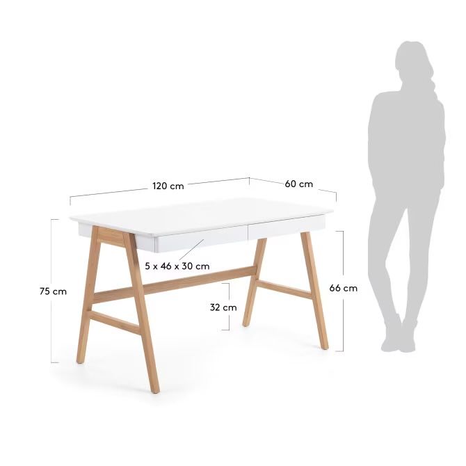 Stół Dyanaz MDF lakierowanego i nogami z litego drewna 120x60 cm