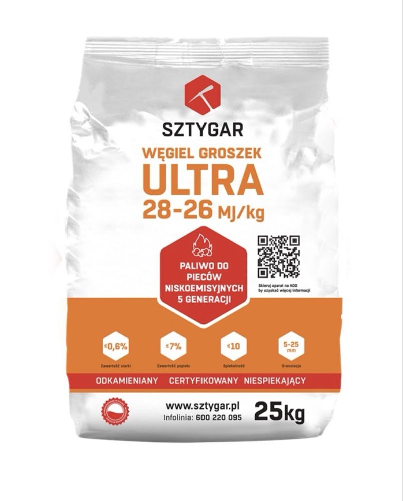 NAJTANIEJ! Ekogroszek Ogień Ultra 29 MJ węgiel groszek Ogień Ultra