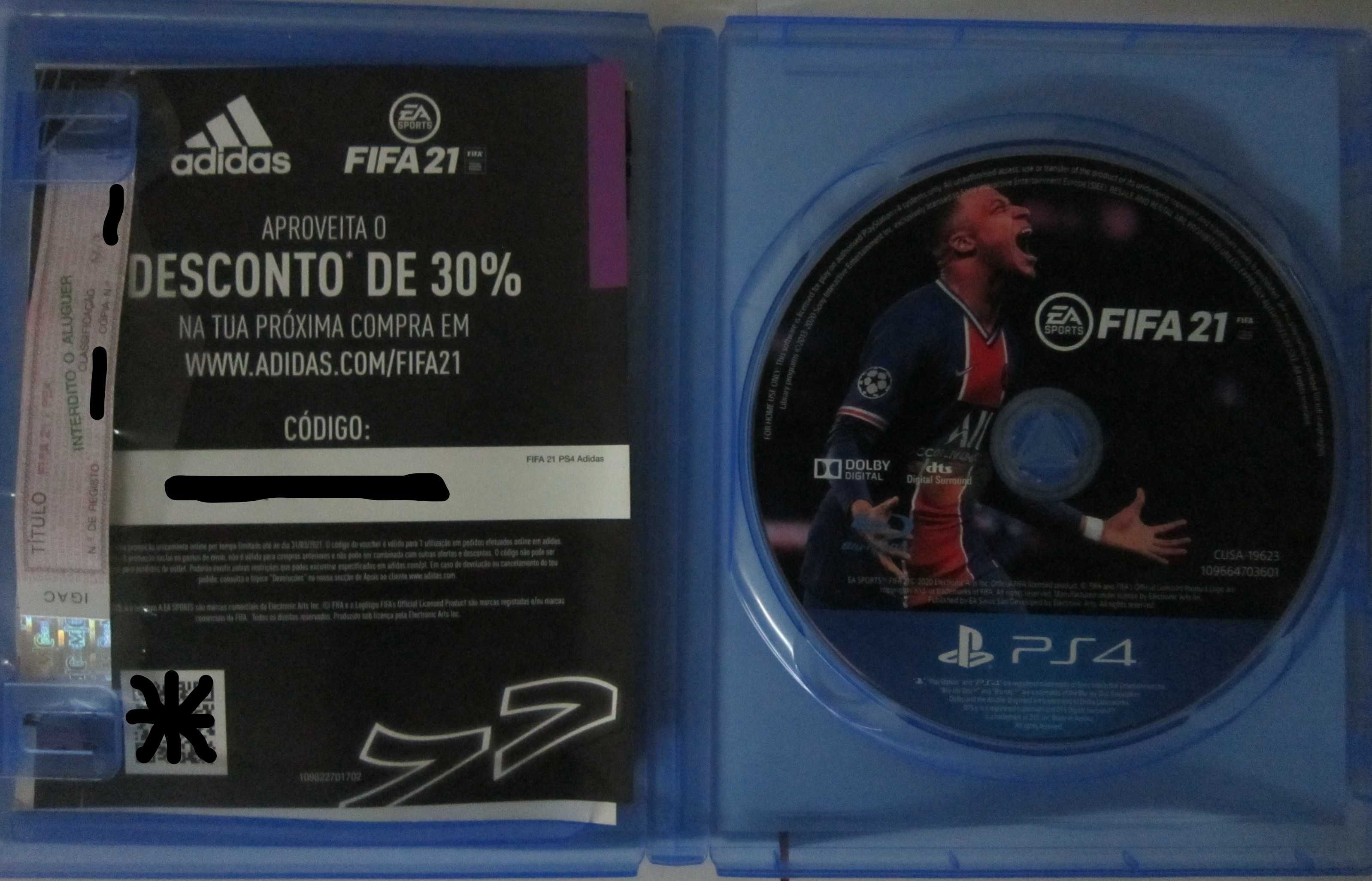 FIFA21 com código ADIDAS/FIFA e vinheta para troca.