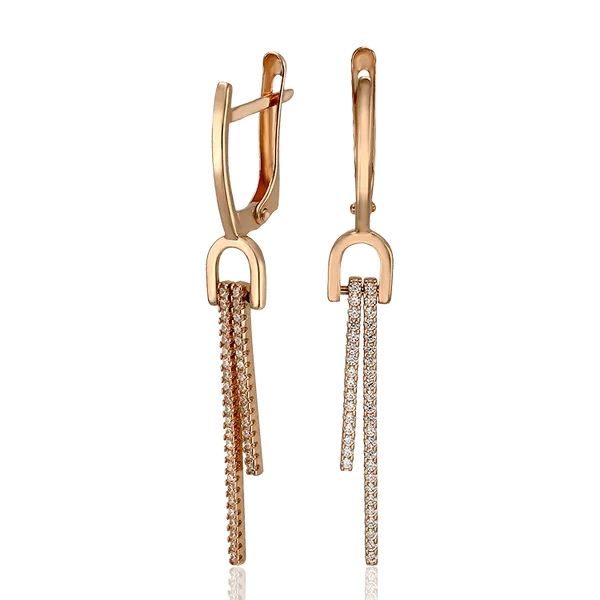 Шукаю пару, золоті сережки-підвіски с фіанітовими доріжками