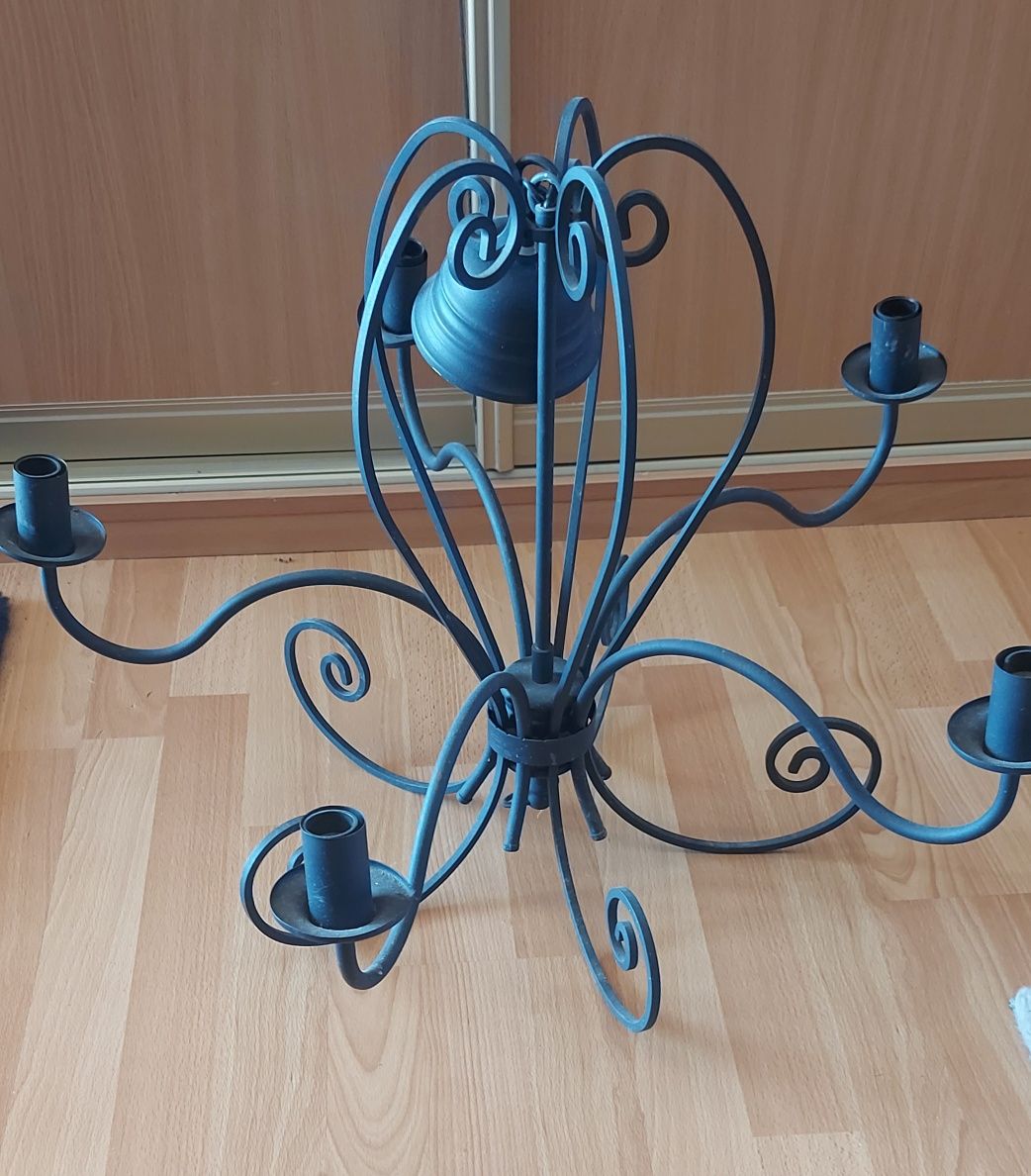 Lampa, żyrandol kuty, na 5 żarówek