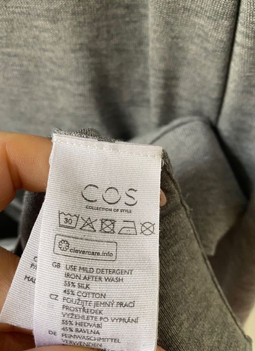 Cos Popielaty szary rozpinany kardigan Jedwab L 40 Silk