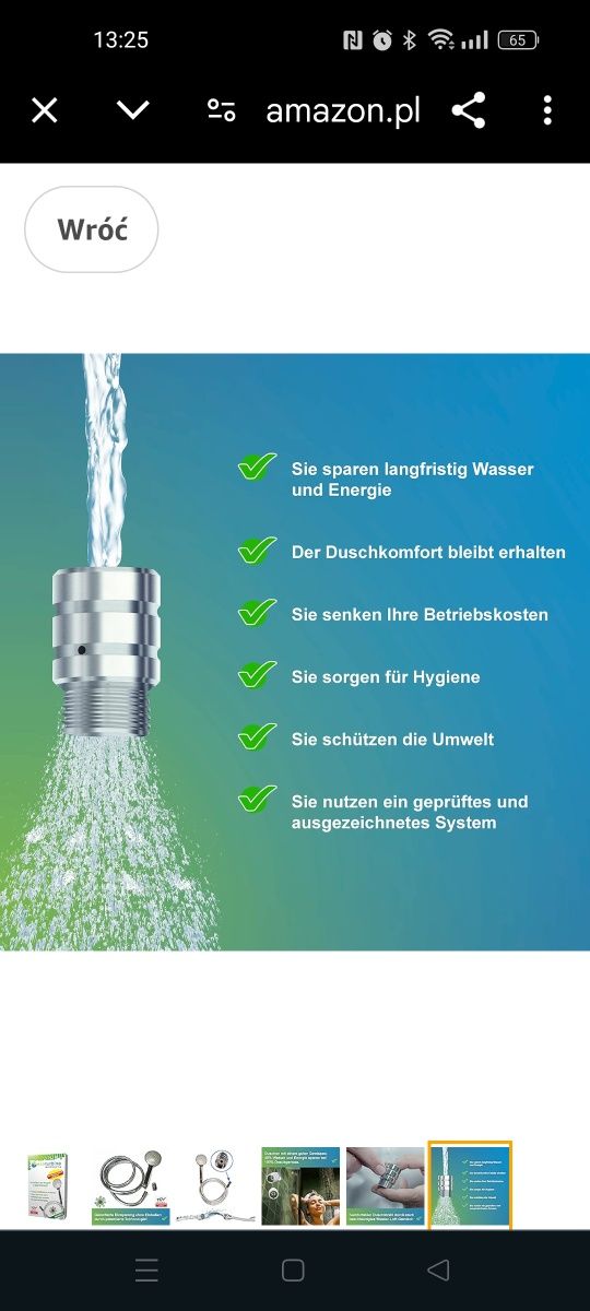 Ecoturbino słuchawka prysznicowa z wężem prysznicowym