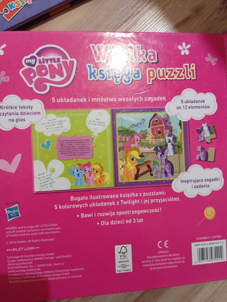 Puzzlowe książki Psi Patrol Kucyki Pony