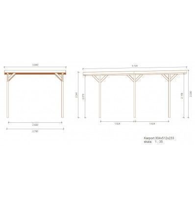 Wiata Carport 3x5 m 90mm z pokryciem z blachy trapezowej CAR16+BLACHA1