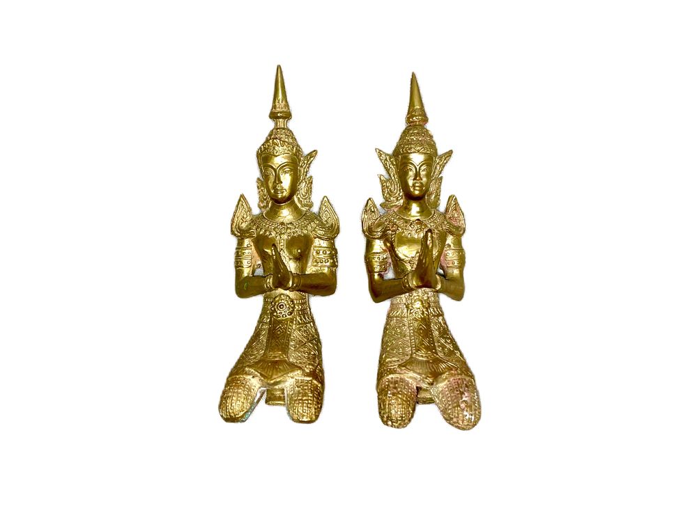 Par de estatuas tailandesas em bronze