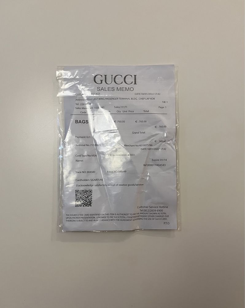 Torebka Gucci z paragonem