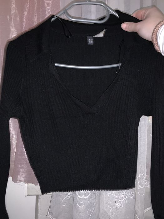Crop top długi rękaw Long sleeve z kołnierzykiem