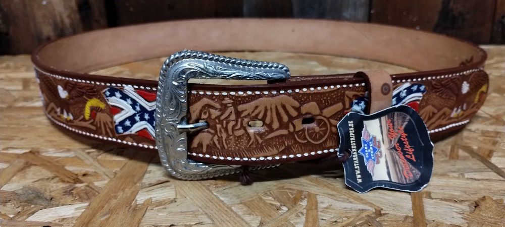 Stars & Stripes Pas Skórzany Kowbojski Country Western Pasek