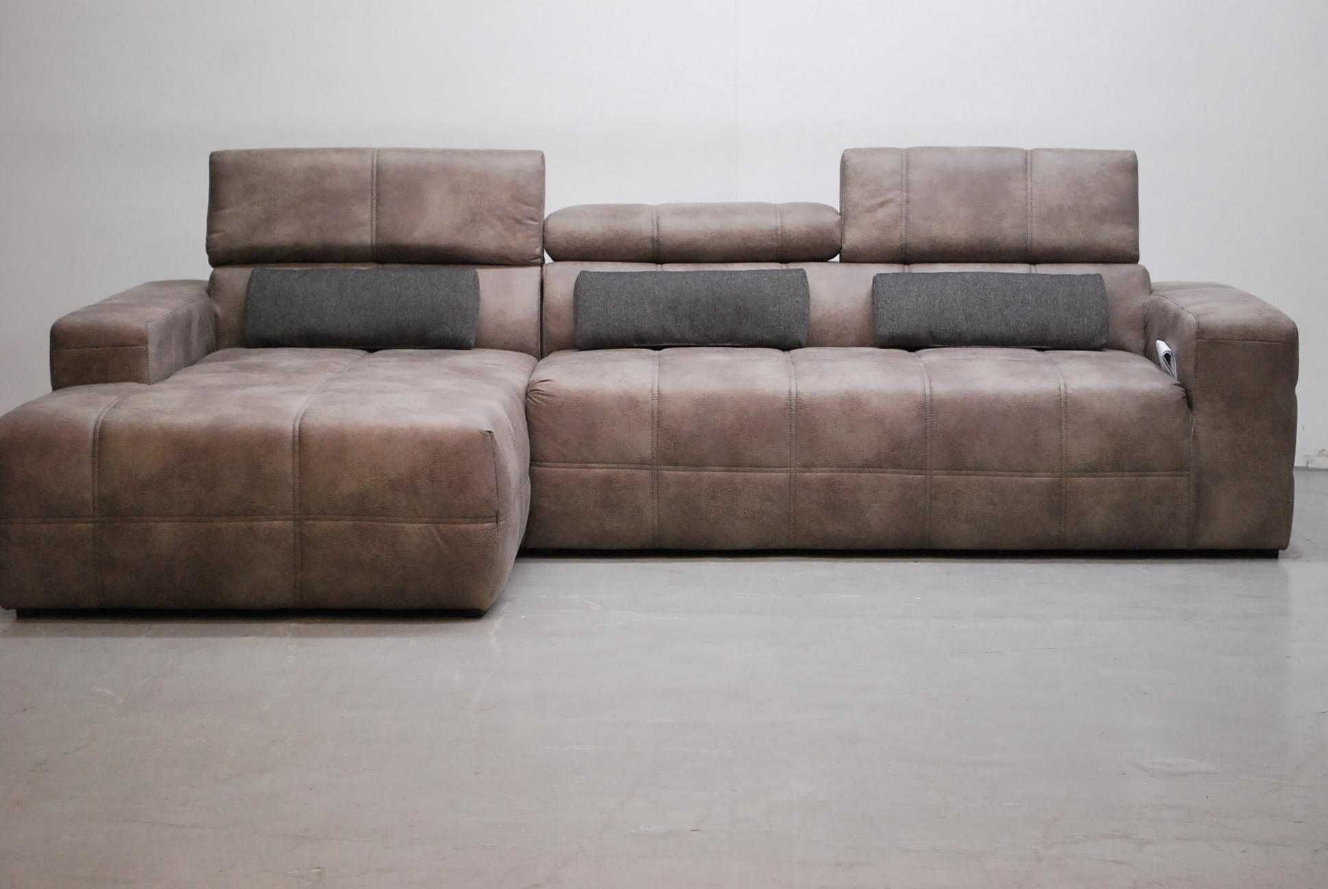 SFN DESIGN narożnik regulowane zagłówki rogówka sofa kanapa SZARA tkan